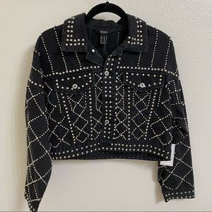 Studded Denim Cropped Jacket